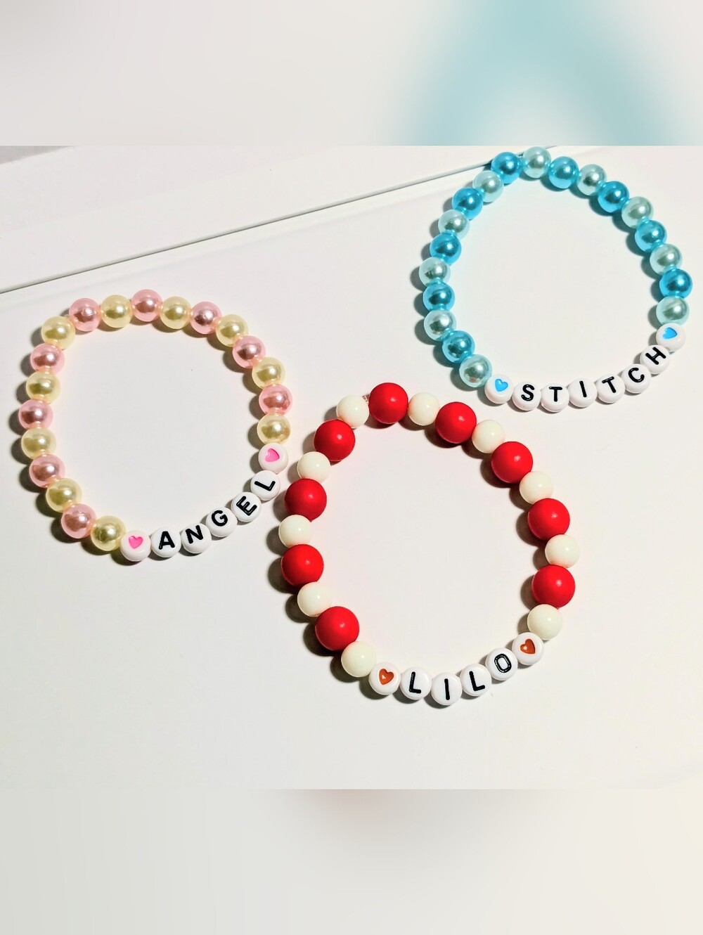 Personalized Kids Beaded Name Bracelet - Red & White
